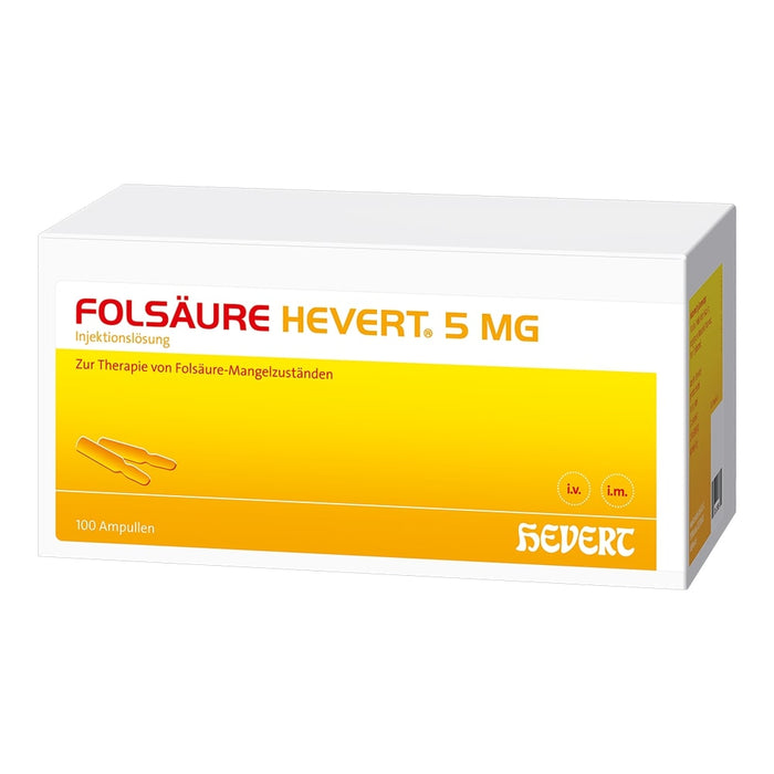 Folsäure Hevert 5 mg bei Folsäure-Mangelzuständen, 100 St. Ampullen