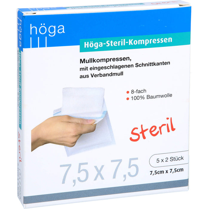 Höga-Steril-Kompressen Mullkompressen 8-fach steril 7,5 x 7,5 cm, 10 St. Kompressen