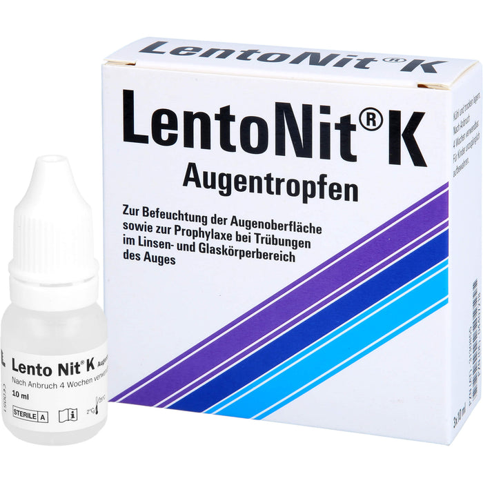 Lento Nit K Augentropfen 3er Packung zur Befeuchtung der Augenoberfläche sowie zur Prophylaxe bei Trübungen im Linsen- und Glaskörperbereich des Auges, 30 ml Lösung