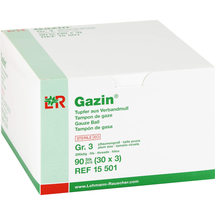 Gazin Tupfer pflaumengroß steril Gr. 3 20fd., 30X3 St TUP