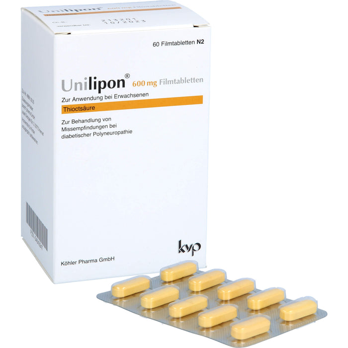 Unilipon 600 mg Filmtabletten bei Missempfindungen bei diabetischer Polyneuropathie, 60 pcs. Tablets