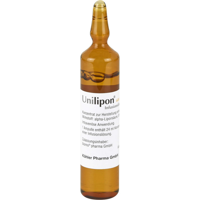 Unilipon 600 mg Infusionslösungskonzentrat bei Missempfindungen bei diabetischer Polyneuropathie, 10 pcs. Ampoules