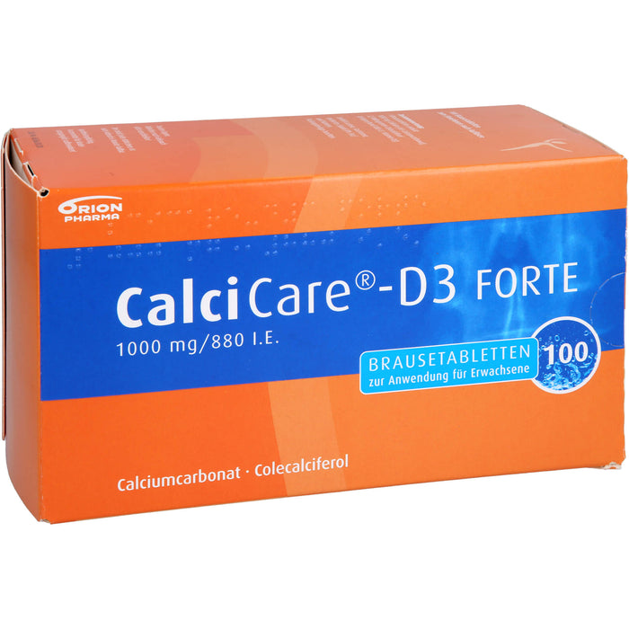 CalciCare-D3 forte 1000 mg/880 I.E. Brausetabletten zur Prävention und Behandlung von Osteoporose, 100 pcs. Tablets