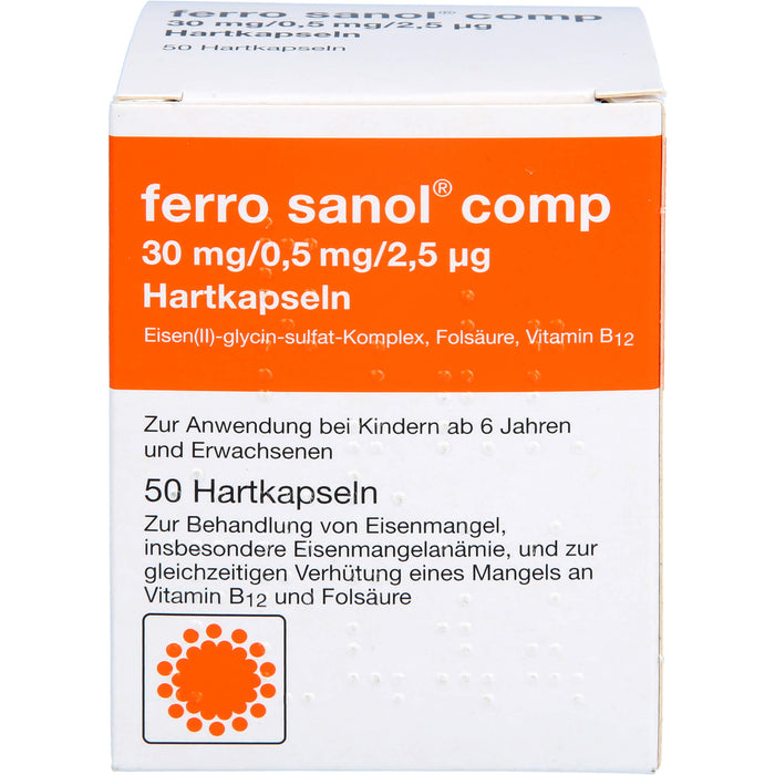 ferro sanol comp 30 mg / 0,5 mg / 2,5 µg Hartkapseln bei Eisenmangel, 50 pc Capsules