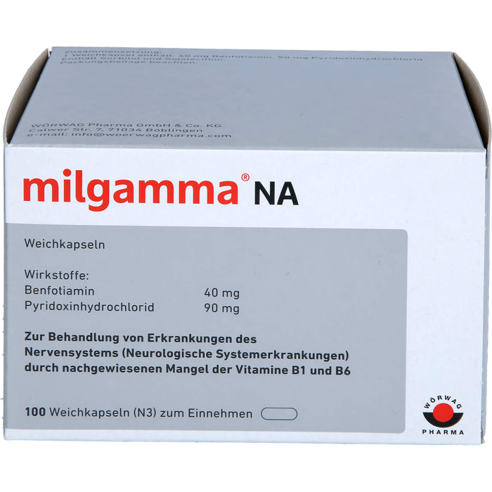 milgamma NA Weichkapseln bei Erkrankungen des Nervensystems durch nachgewiesenen Mangel der Vitamine B1 und B6, 100 pcs. Capsules