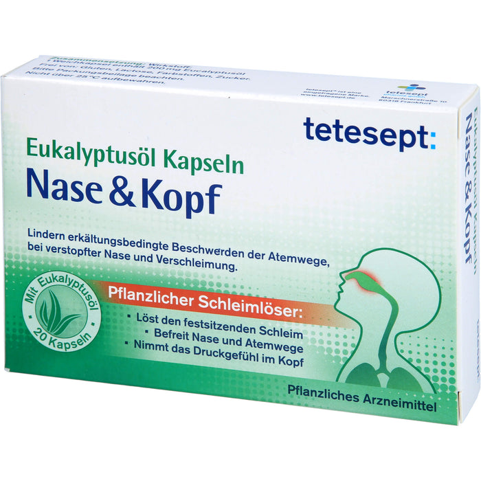 tetesept Eukalyptusöl Kapseln Nase + Kopf, 20 pc Capsules