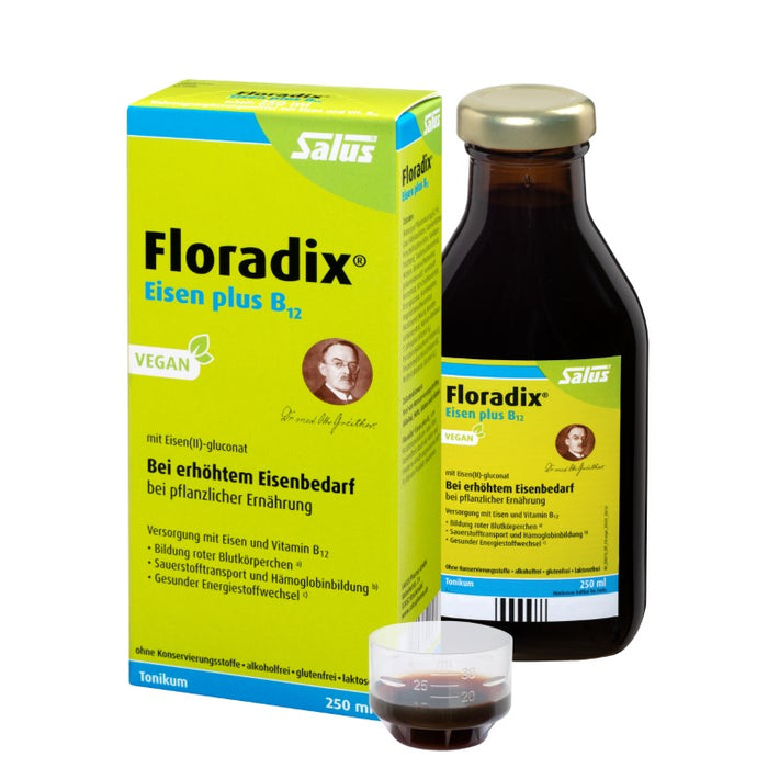 Floradix Eisen plus B12 vegan Tonikum bei erhöhtem Eisenbedarf, 250 ml Lösung