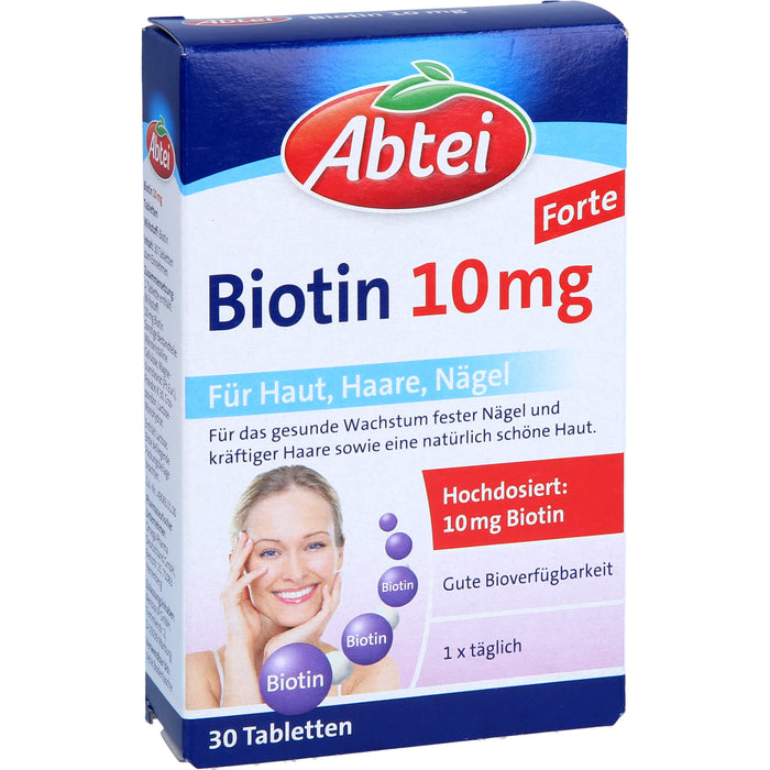 Abtei Biotin 10 mg Tabletten für Haut, Haare und Nägel, 30 pc Tablettes