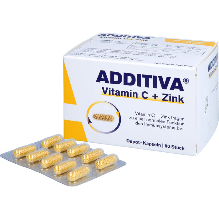 ADDITIVA Vitamin C + Zink Depotkaps.Aktionspackung, 80 St KAP