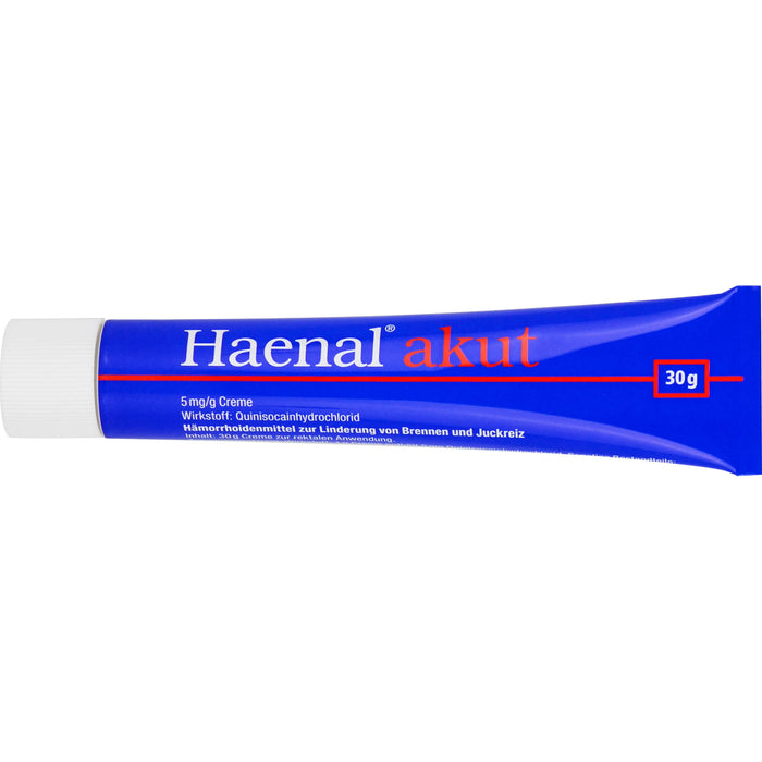 Haenal akut Creme Hämorrhoidenmittel  zur Linderung von Brennen und Juckreiz, 30 g Cream