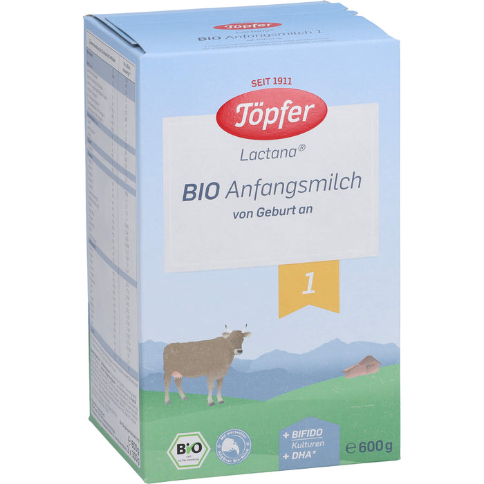 Töpfer Lactana Pulver Bio Anfangsmilch von Geburt an, 600 g Powder