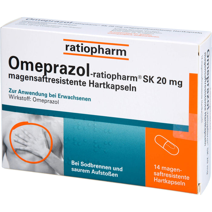 Omeprazol-ratiopharm SK 20 mg bei Sodbrennen Kapseln, 14 pc Capsules