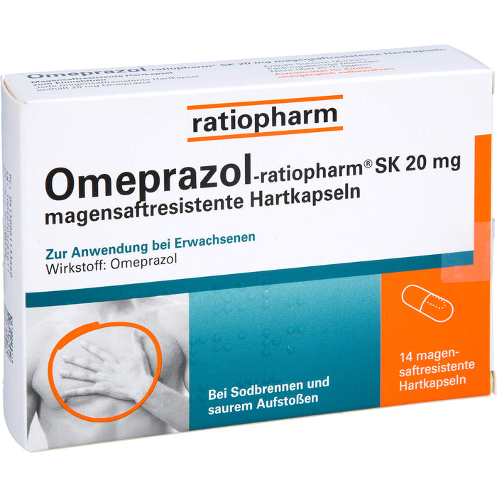 Omeprazol-ratiopharm SK 20 mg bei Sodbrennen Kapseln, 14 St. Kapseln