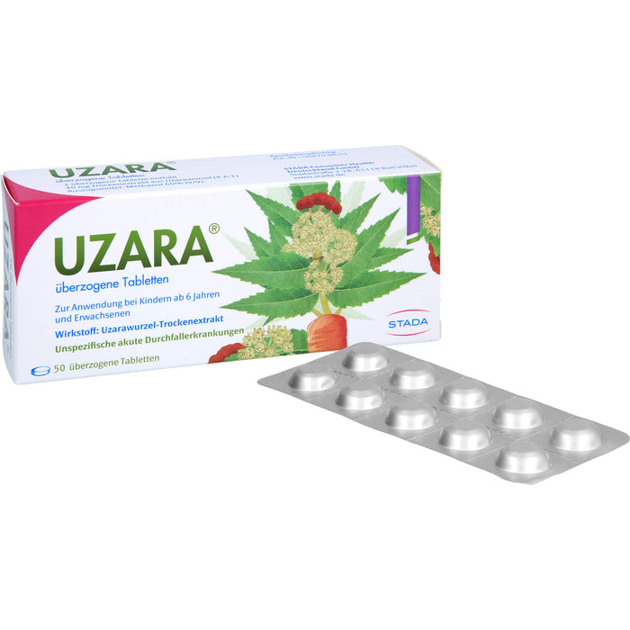 UZARA 40 mg Tabletten bei Durchfall, 50 pcs. Tablets