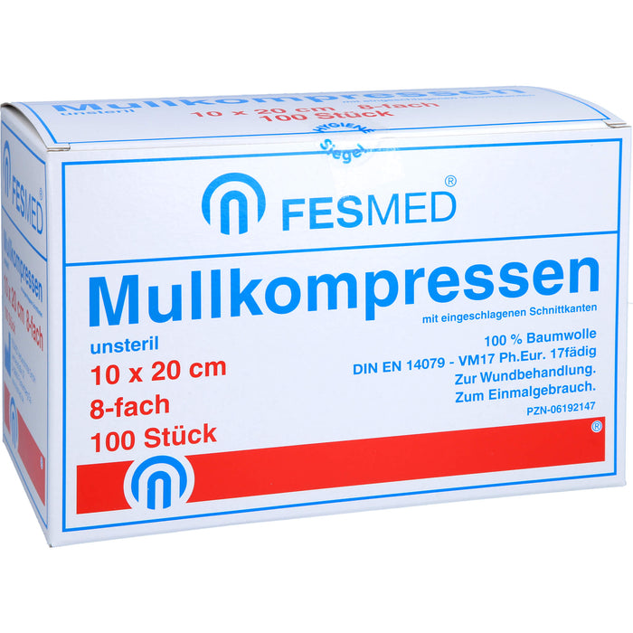 MULLKOMPRESSEN UNSTERIL 10X20 ES 8F, 100 St KOM