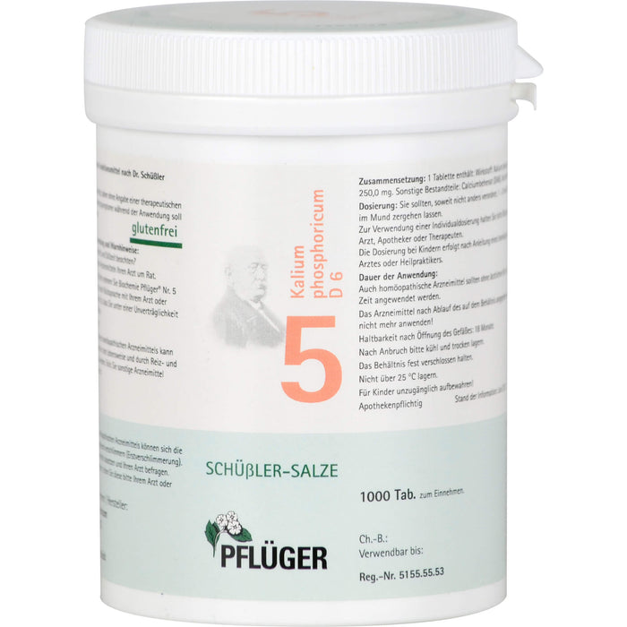 PFLÜGER Biochemie 5 Kalium phosphoricum D 6 Tabletten, 1000 pc Tablettes