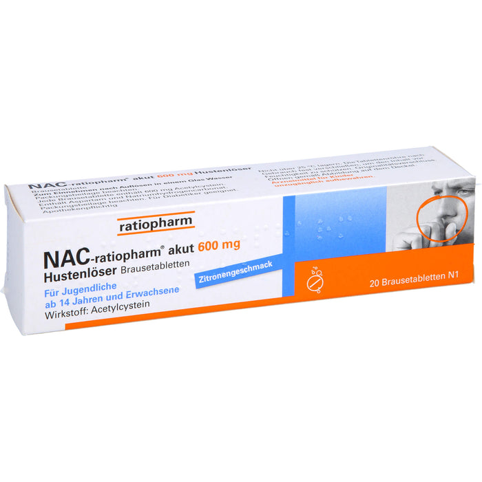 NAC-ratiopharm akut 600 mg Brausetabletten, 20 pc Tablettes