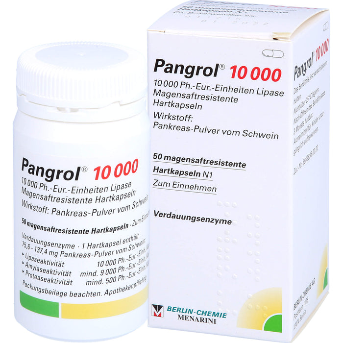 Pangrol 10 000, 10 000 Ph.-Eur.-Einheiten Lipase Magensaftresistente Hartkapseln, 50 pcs. Capsules