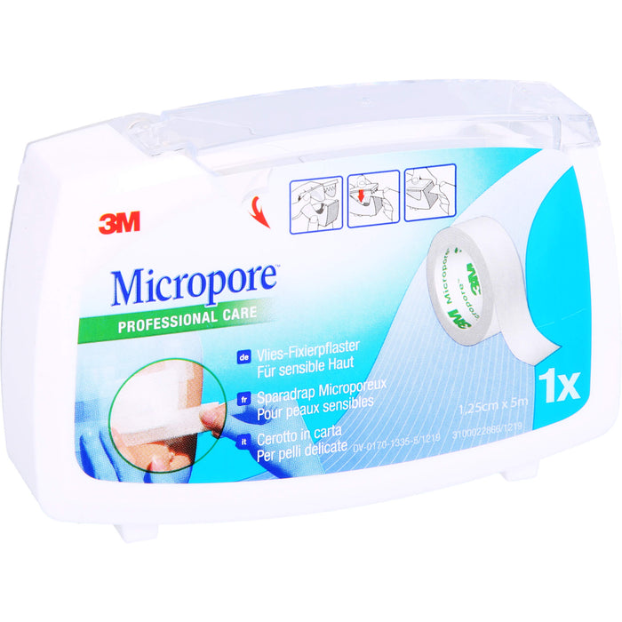 3M Micropore Hypoallergenes Vliespflaster 1,25 cm x 5 m, 1 pc Pansement