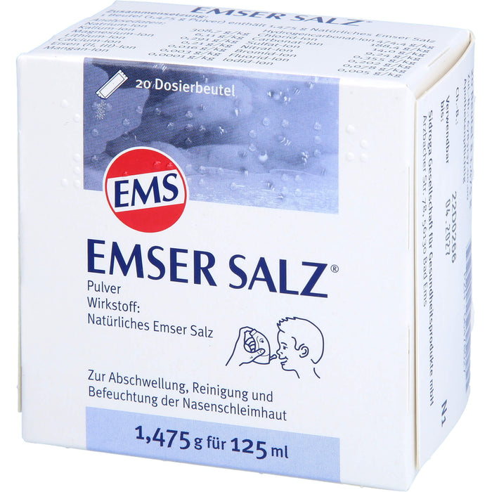 EMSER SALZ zur Abschwellung, Reinigung und Befeuchtung der Nasenchleimhaut, 20 pcs. Sachets