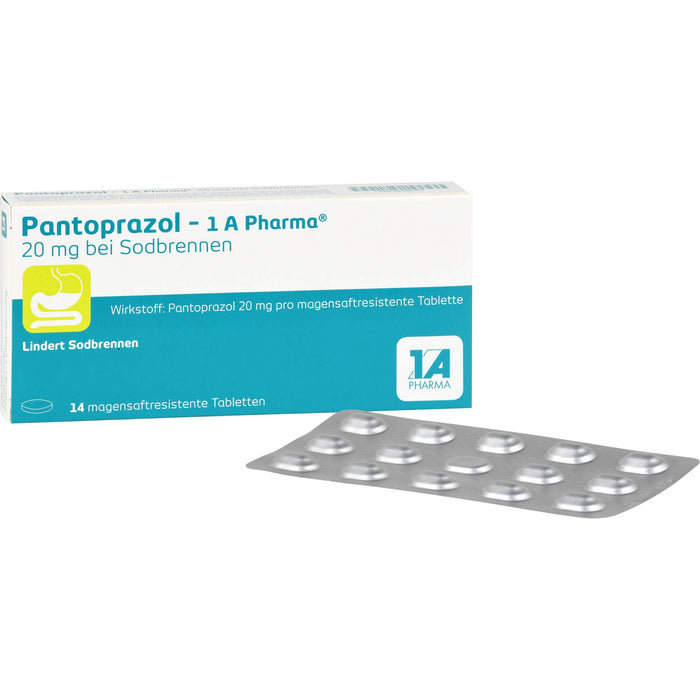 Pantoprazol - 1 A Pharma 20 mg Tabletten bei Sodbrennen, 14 pcs. Tablets