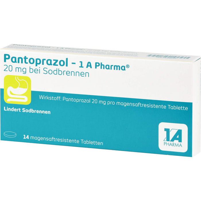 Pantoprazol - 1 A Pharma 20 mg Tabletten bei Sodbrennen, 14 St. Tabletten