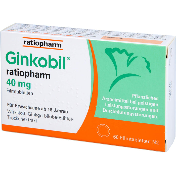 Ginkobil ratiopharm 40 mg Filmtabletten, 60 pcs. Tablets