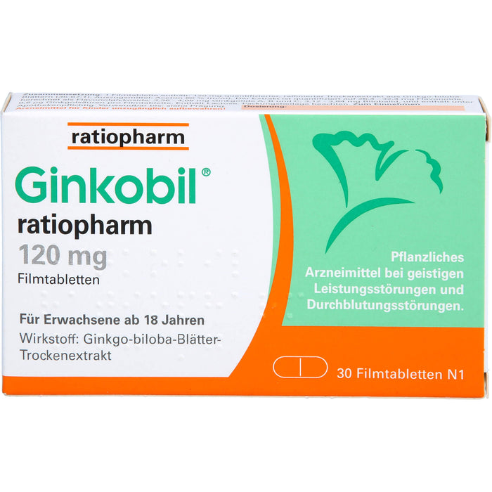 Ginkobil ratiopharm 120 mg Filmtabletten, 30 pcs. Tablets