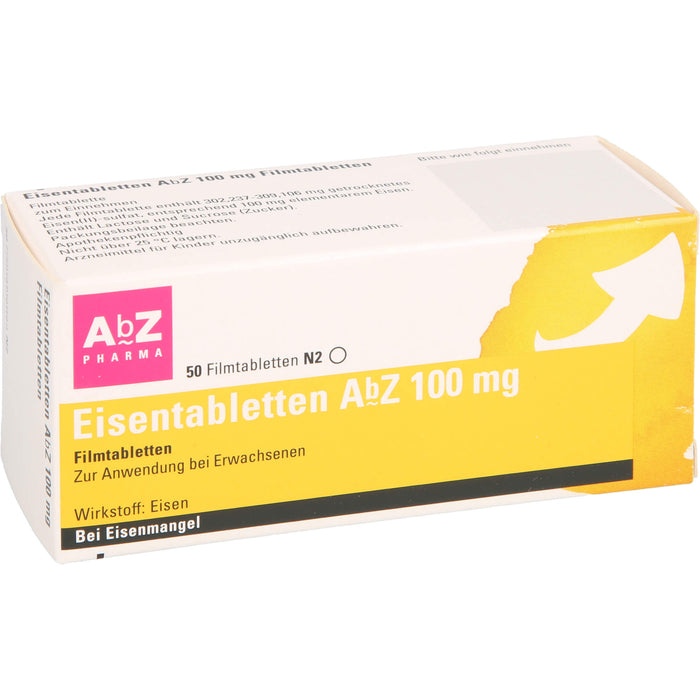 Eisentabletten AbZ 100 mg Filmtabletten, 50 St. Tabletten