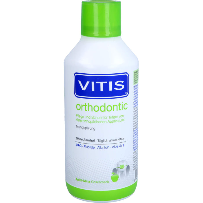 VITIS orthodontic Mundspülung zur ergänzenden Pflege für Träger von Zahnspangen, 500 ml Solution