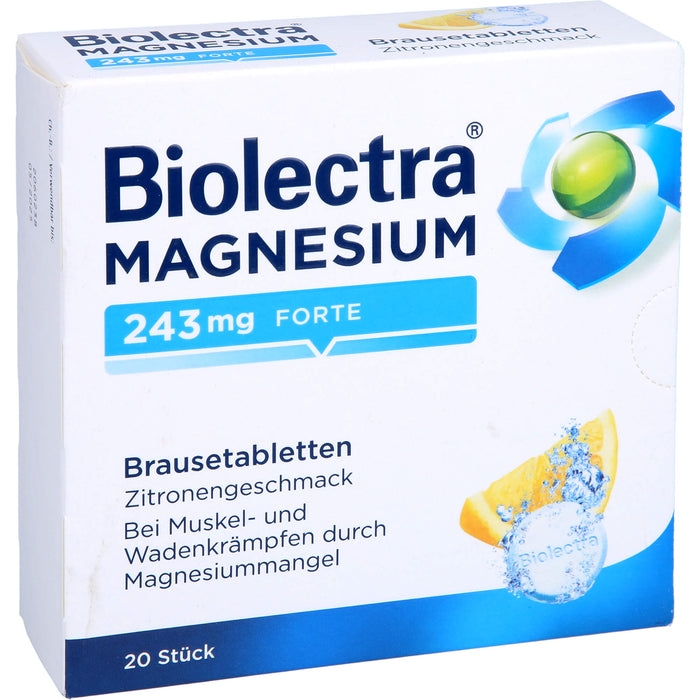 Biolectra Magnesium 243 mg forte Brausetabletten Zitronengeschmack, 20 pc Tablettes