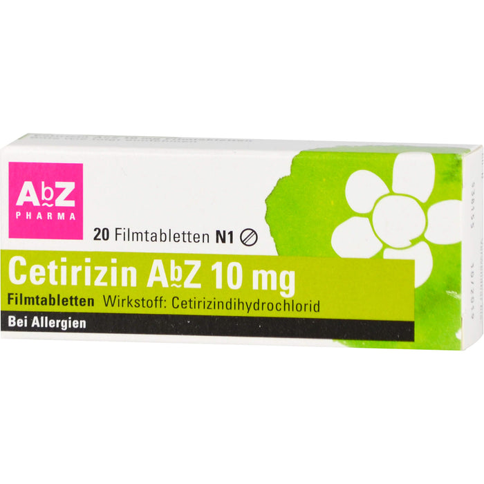 Cetirizin AbZ 10 mg Filmtabletten bei Allergien, 20 St. Tabletten