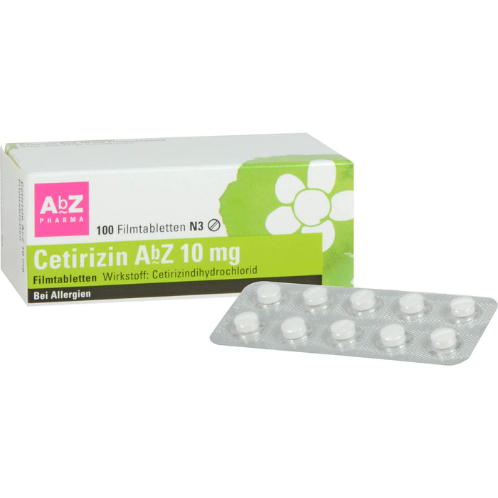 Cetirizin AbZ 10 mg Filmtabletten bei Allergien, 100 pc Tablettes