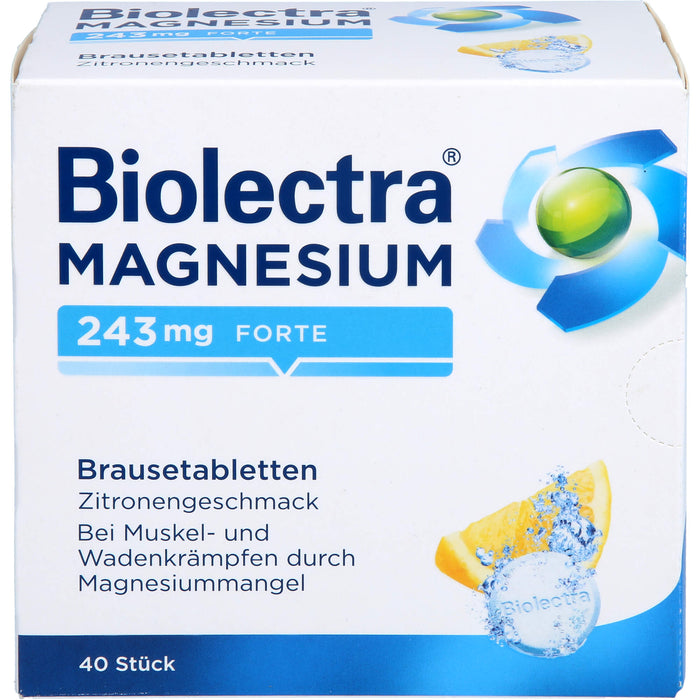 Biolectra Magnesium 243 mg forte Brausetabletten Zitronengeschmack, 40 St. Tabletten