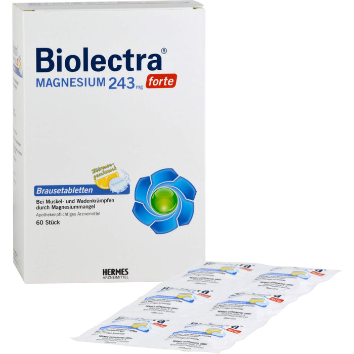 Biolectra Magnesium 243 mg forte Brausetabletten Zitronengeschmack, 60 pc Tablettes