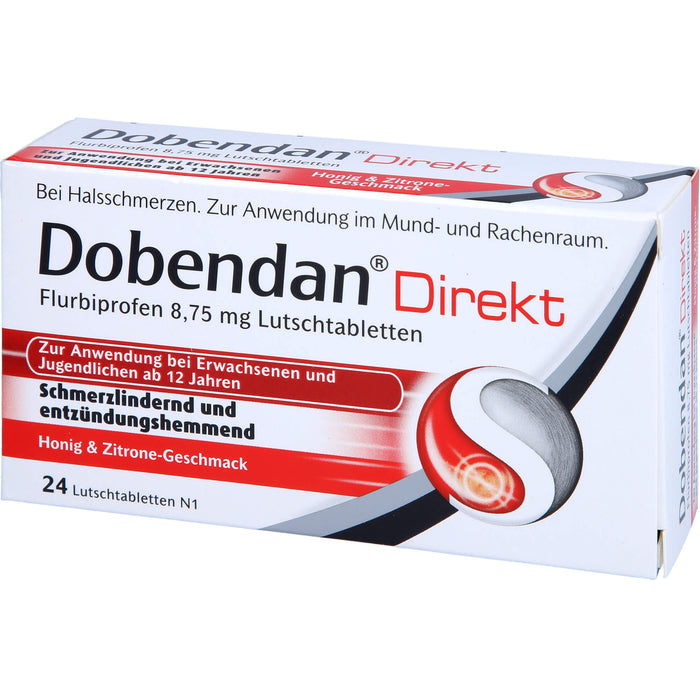 DOBENDAN Direkt Lutschtabletten bei starken Halsschmerzen & Schluckbeschwerden, 24 pc Tablettes