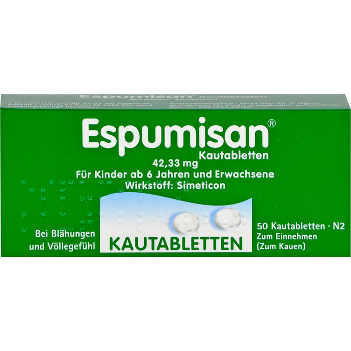 Espumisan Kautabletten bei Blähungen und Völlegefühl, 50 pc Tablettes