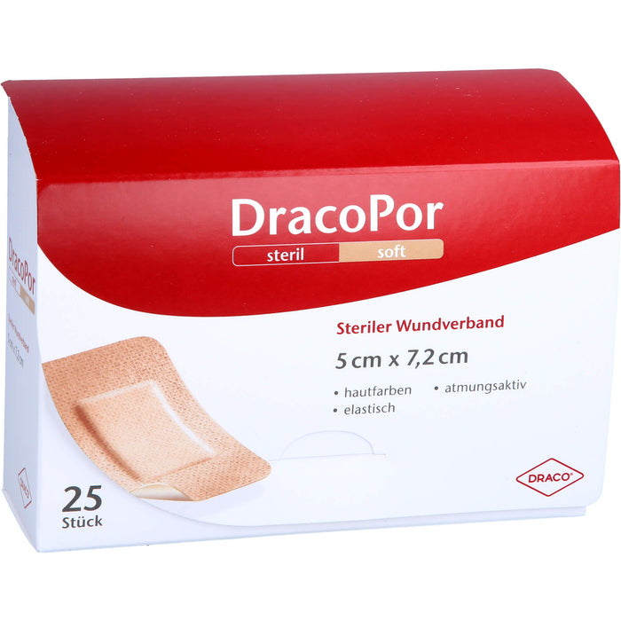 DracoPor 7,2 cm x 5 cm hautfarben soft steriler Wundverband, 25 St. Wundauflagen