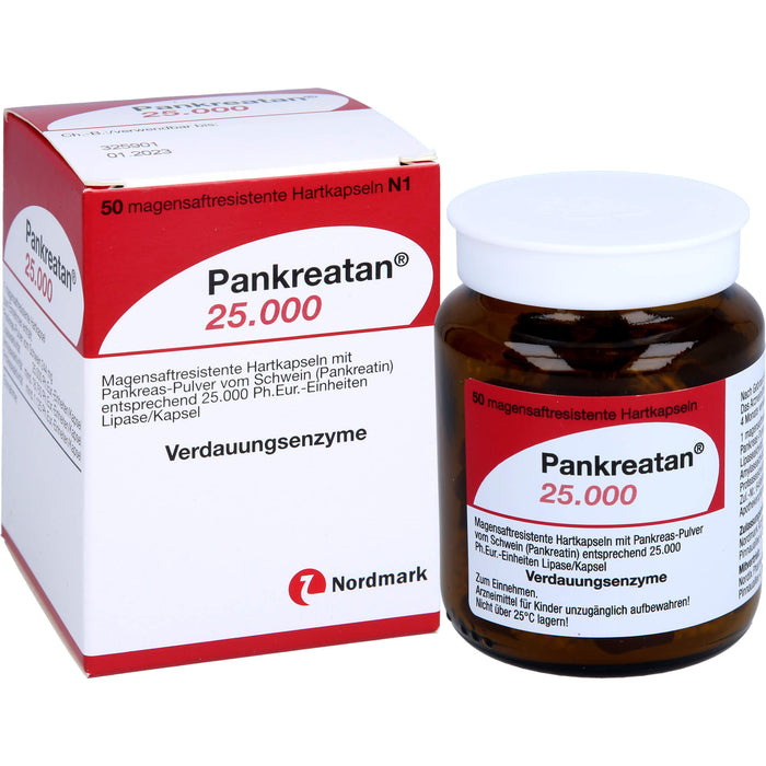 Nordmark Pankreatan 25.000 Hartkapseln Verdauungsenzyme, 50 pcs. Capsules