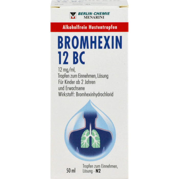 BERLIN-CHEMIE BROMHEXIN 12 BC 12mg/ml Tropfen alkoholfreie Hustentropfen, 50 ml Solution