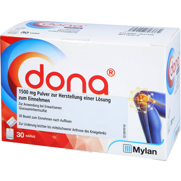 DONA 1500 mg Eurim Pulver zur Linderung leichter bis mittelschwerer Arthrose des Kniegelenks, 30 pc Sachets