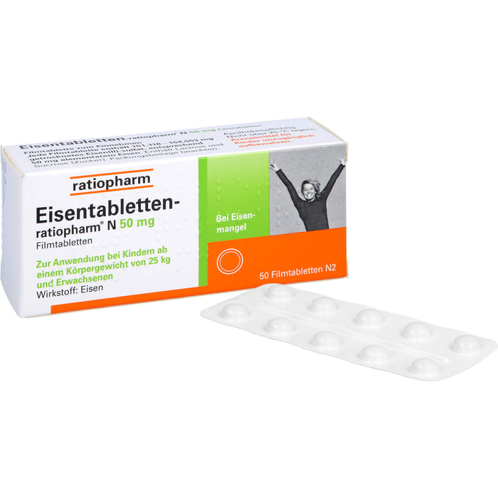 Eisentabletten-ratiopharm N 50 mg Filmtabletten, 50 pcs. Tablets