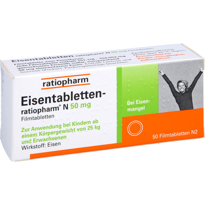 Eisentabletten-ratiopharm N 50 mg Filmtabletten, 50 pc Tablettes