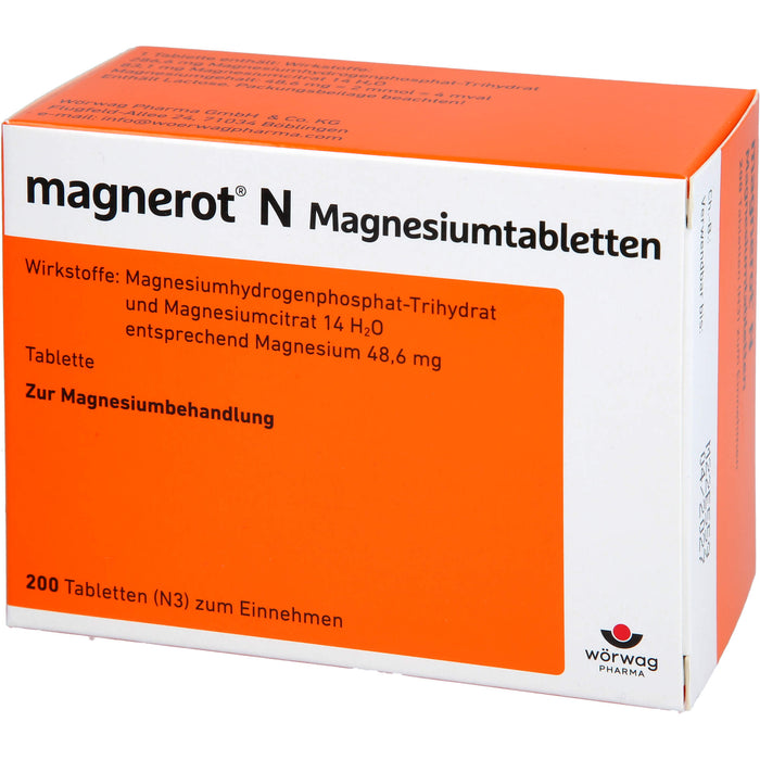 magnerot N Magnesiumtabletten zur Magnesiumbehandlung, 200 pc Tablettes