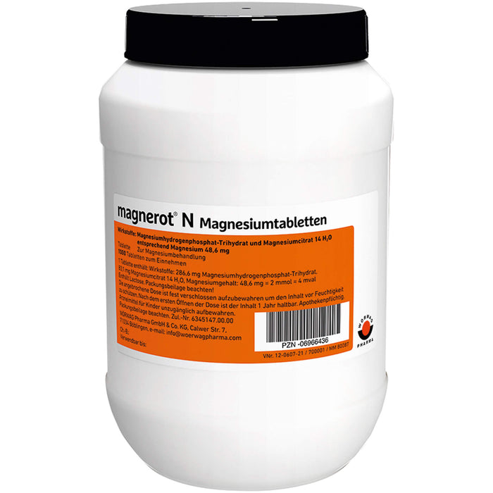 magnerot N Magnesiumtabletten zur Magnesiumbehandlung, 1000 pc Tablettes