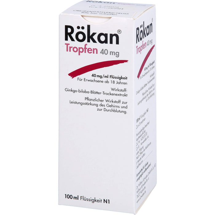 Rökan 40 mg Tropfen zur Leistungsstärkung des Gehirns und zur Durchblutung, 100 ml Solution