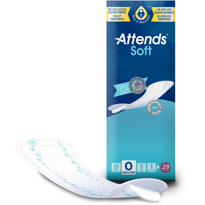 Attends Soft 0 Ultra Mini Hygiene-Einlagen bei sehr leichter Blasenschwäche, 28 St. Einlagen