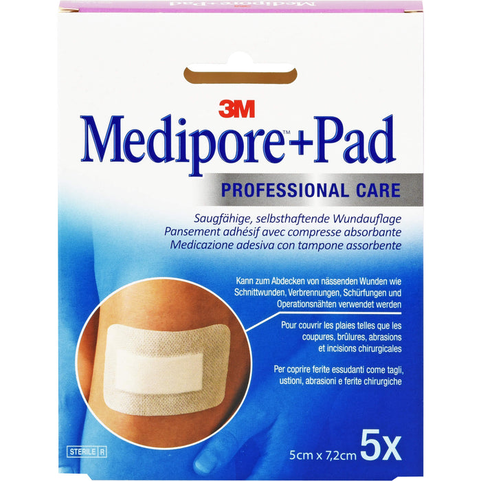 Medipore +Pad 3M 5,0 cm x 7,2 cm, 5 St. Pflaster