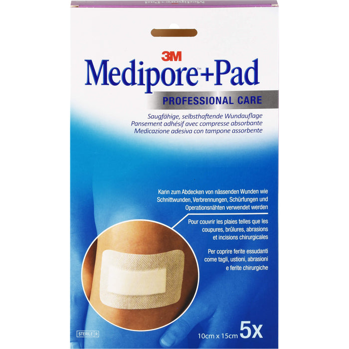 Medipore + Pad 3M 10,0 cm x 15,0 cm, 5 St. Pflaster