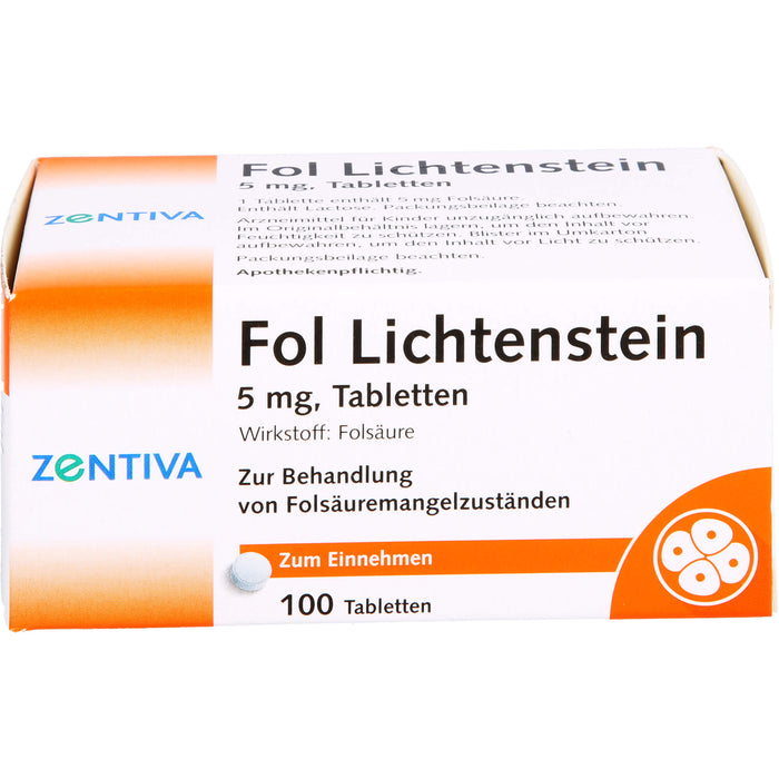 Fol Lichtenstein 5 mg Tabletten bei Folsäuremangelzuständen, 100 pc Tablettes